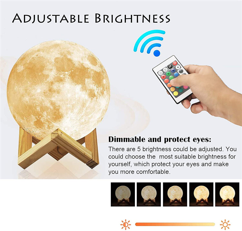 Luna Glow LED Moon Lamp 3D Timeable Dimmable Rechargeable Bedside Table Desk Lamp Children's Leds Night Light