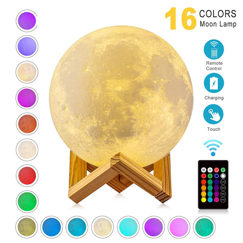 Luna Glow LED Moon Lamp 3D Timeable Dimmable Rechargeable Bedside Table Desk Lamp Children's Leds Night Light