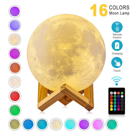 Luna Glow LED Moon Lamp 3D Timeable Dimmable Rechargeable Bedside Table Desk Lamp Children's Leds Night Light