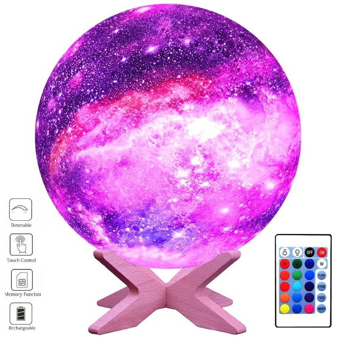 Luna Glow Galaxy Lamp Moonlight USB LED Night Lunar Light Touch Color Changing Moon Lamp