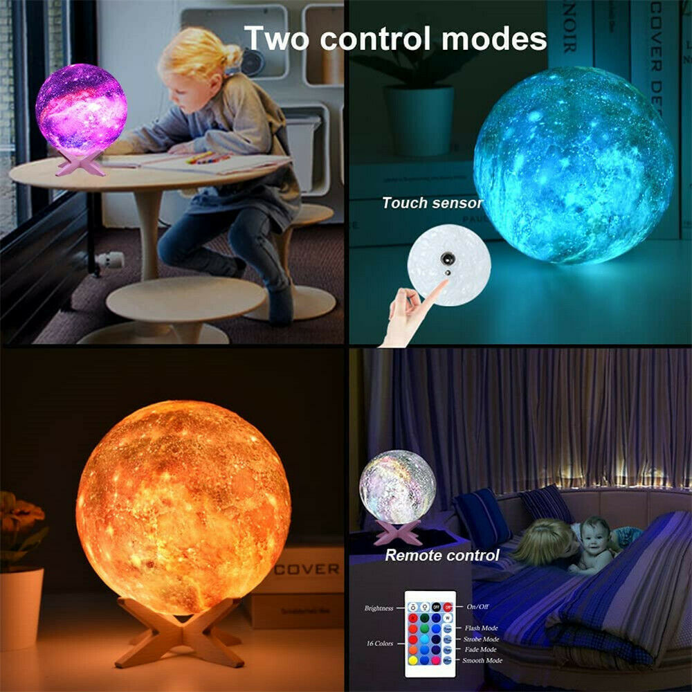 Luna Glow Galaxy Lamp Moonlight USB LED Night Lunar Light Touch Color Changing Moon Lamp